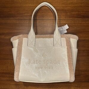 kate spade - New York Faux Shearling Tote Bag Meringue Cream KE517 NWT ADORBS
